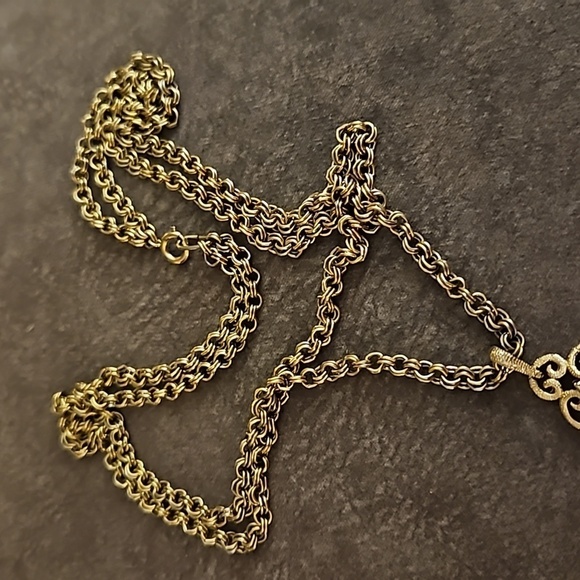 VTG Avon 1973 Granada Double Chain Victorian Crystal Teardrop Pendant Necklace - Picture 3 of 7